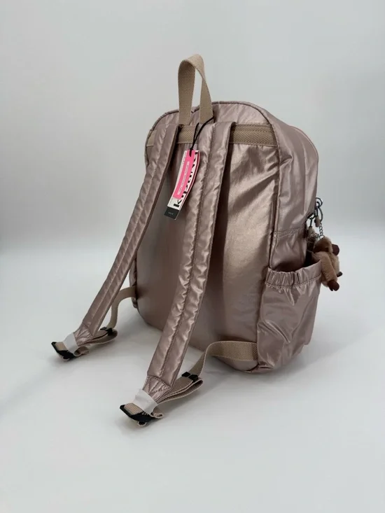 Kipling Charnell 11.5" LapTop Rose Gold Metallic Backpack with Monkey Charm - Picture 16 of 17